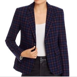 *NWT* Rag and Bone Wool Navy Blue, Plaid Blazer in Size 6